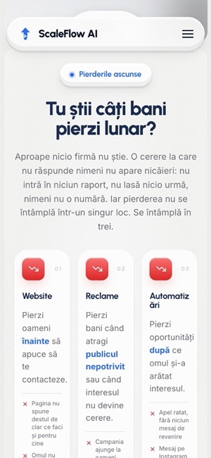 Site ScaleFlow AI pe telefon