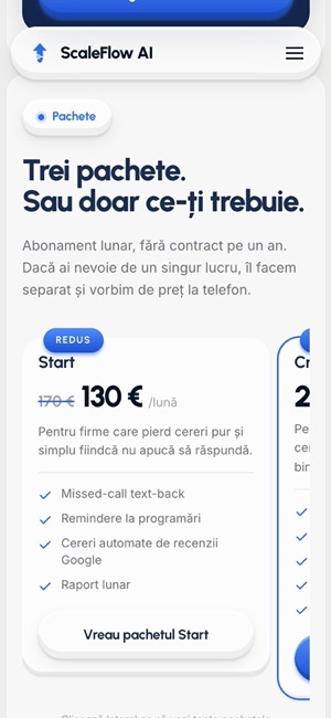 Site ScaleFlow AI pe telefon